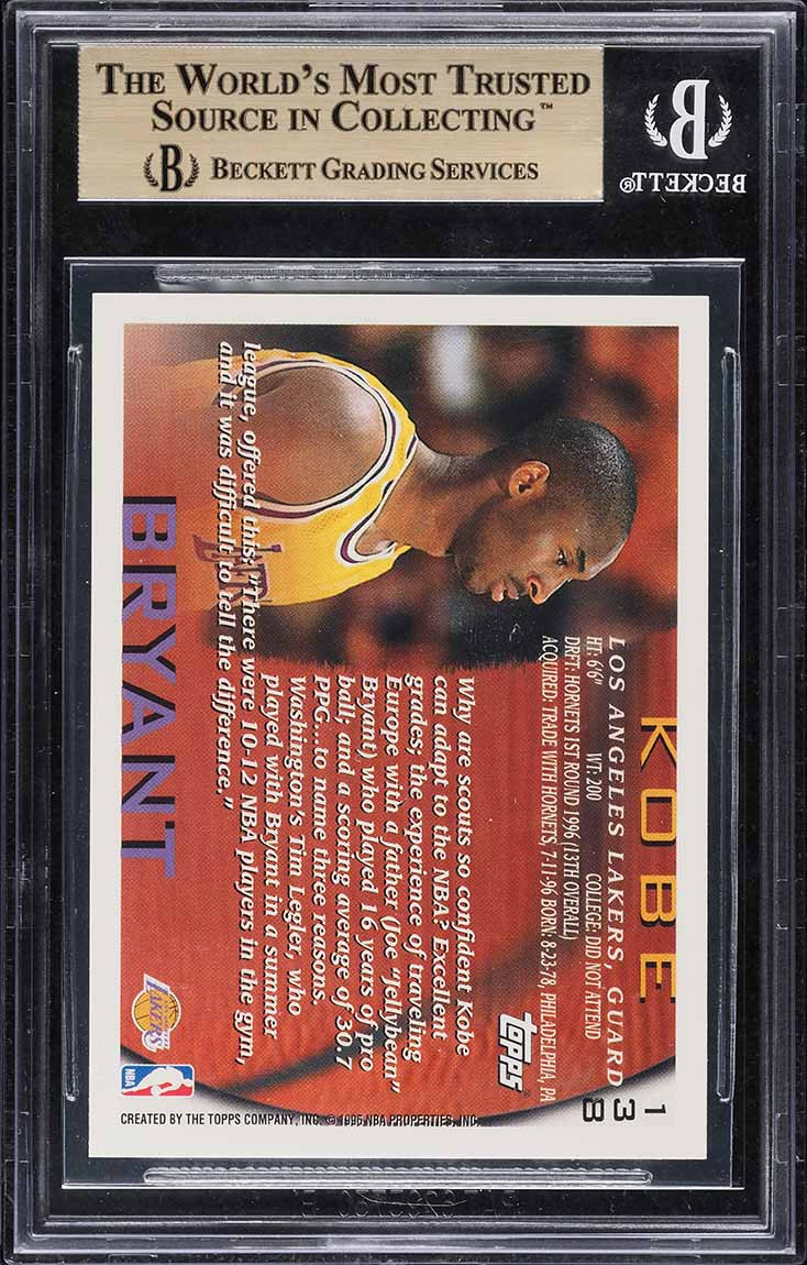 Kobe Bryant Rookie Card 1996-97 Topps Youthquake #YQ15 BGS 9 (9 9.5 9. –