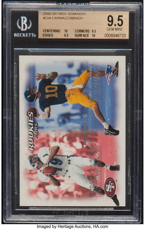 2000 SKYBOX DOMINION TOM BRADY ROOKIE RC #234 BGS 9.5 GEM MINT (2*10\'S)