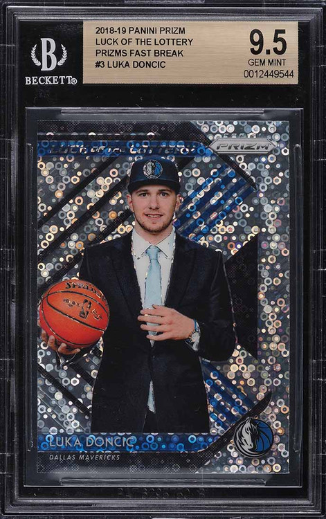 2018 PRIZM LUCK LOTTERY FAST BREAK LUKA DONCIC ROOKIE RC BGS 9.5 GEM