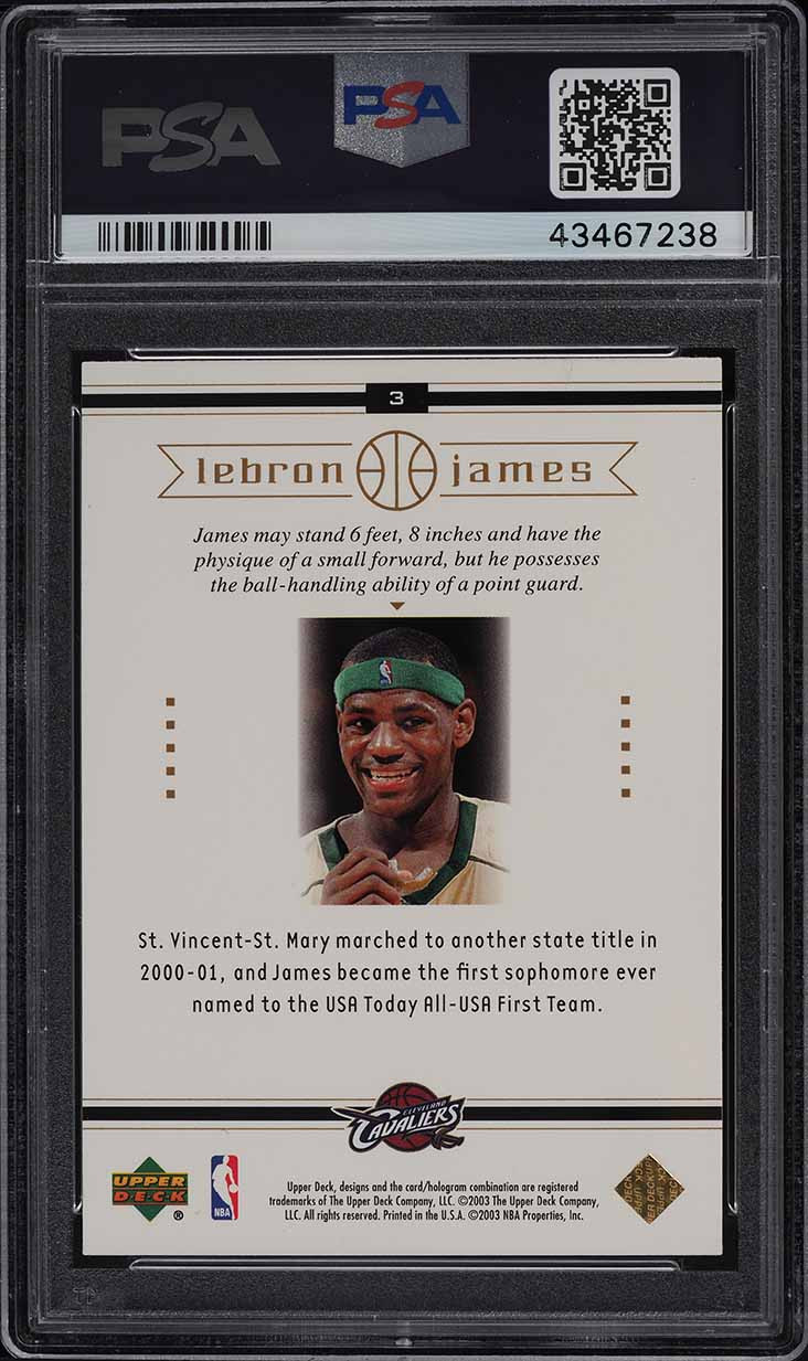 2003 UPPER DECK BOX SET LEBRON JAMES ROOKIE RC #3 PSA 10 GEM MINT