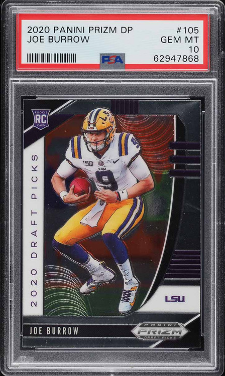 2020 PANINI PRIZM DRAFT JOE BURROW ROOKIE RC #105 PSA 10 GEM MINT