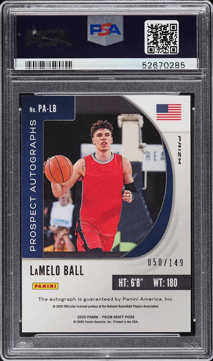 2020 PANINI PRIZM DRAFT BLUE LAMELO BALL ROOKIE AUTO /149 #PA-LB