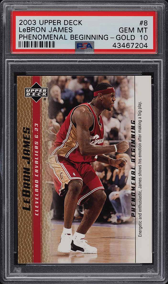 2003 UPPER DECK PHENOMENAL BEGINNING GOLD LEBRON JAMES ROOKIE #8