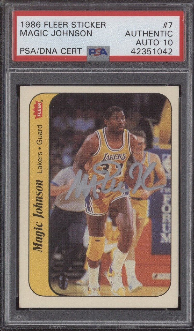 1986 FLEER MAGIC JOHNSON #7 AUTHENTIC WITH GEM MINT PSA/DNA 10