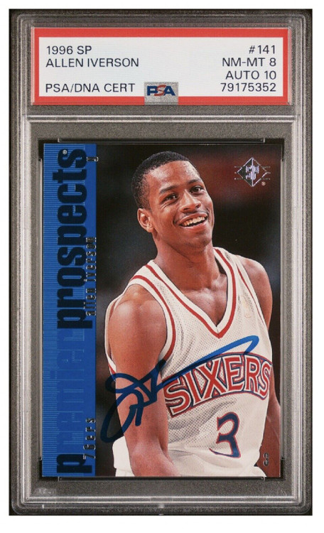 1996 SP SIGNED ALLEN IVERSON RC #141 PSA/DNA AUTO 10 “GEM-MT” 76ERS HOF BEAUTY