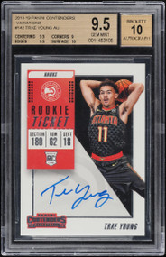 2018 PANINI CONTENDERS VARIATION TRAE YOUNG ROOKIE AUTO #142 BGS 9.5 GEM MINT