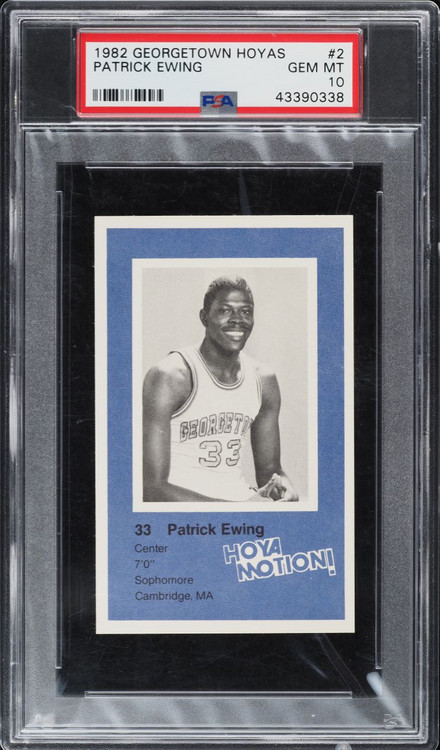 1982 GEORGETOWN HOYAS BASKETBALL PATRICK EWING ROOKIE #2 PSA 10 GEM MINT
