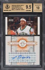 2003 UPPER DECK TOP PROSPECTS SIGNS OF SUCCESS LEBRON JAMES ROOKIE AUTO BGS 9.5