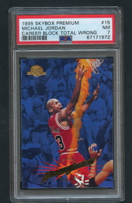 1995 SKYBOX PREMIUM MICHAEL JORDAN ERROR \"BLOCK TOTALS WRONG\" #15 PSA 7-HIGH END