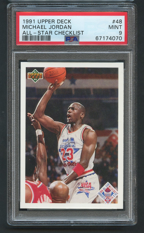 1991 UPPER DECK ALL-STAR CHECKLIST #48 MICHAEL JORDAN PSA 9 MINT