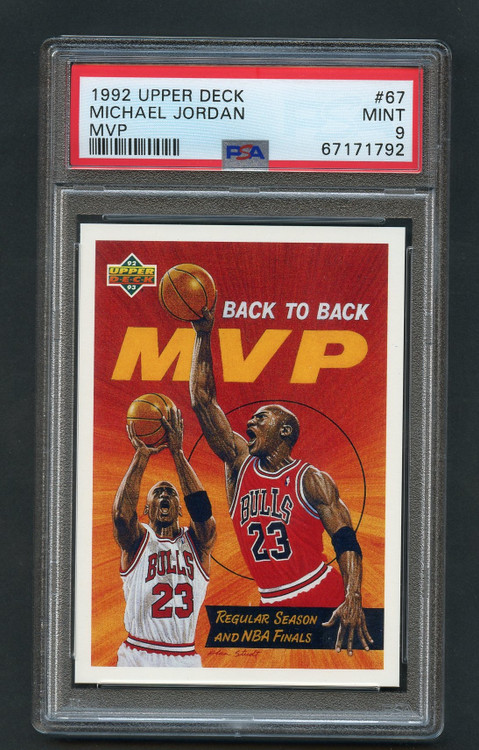 1992 UPPER DECK MICHAEL JORDAN MVP #67 PSA 9 MINT