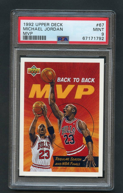 1992 UPPER DECK MICHAEL JORDAN MVP #67 PSA 9 MINT