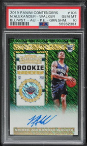 2019 CONTENDERS GREEN SHIMMER N.ALEXANDER-WALKER ROOKIE AUTO #106 PSA 10