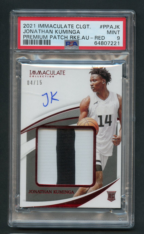 2021 IMMACULATE CLGT JONATHAN KUMINGA RPA ROOKIE PATCH AUTO /15 PSA 9 MINT