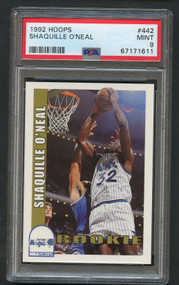 1992 HOOPS SHAQUILLE O'NEAL RC ROOKIE #442 PSA 9 MINT