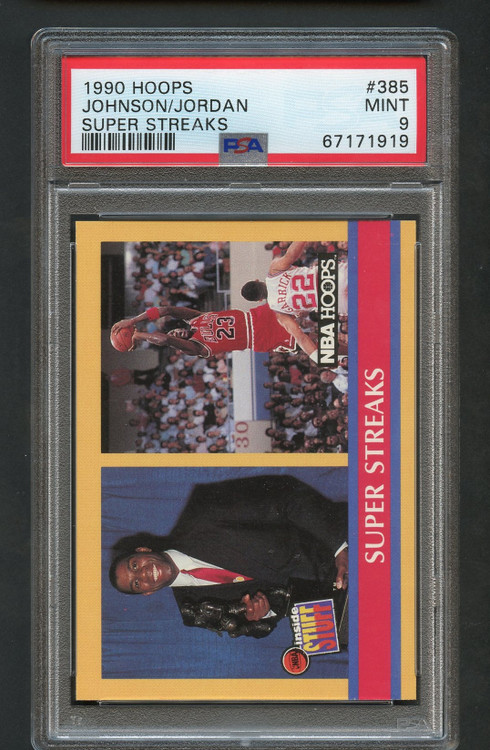 1990 HOOPS MICHAEL JORDAN W/MAGIC #385 PSA 9 MINT