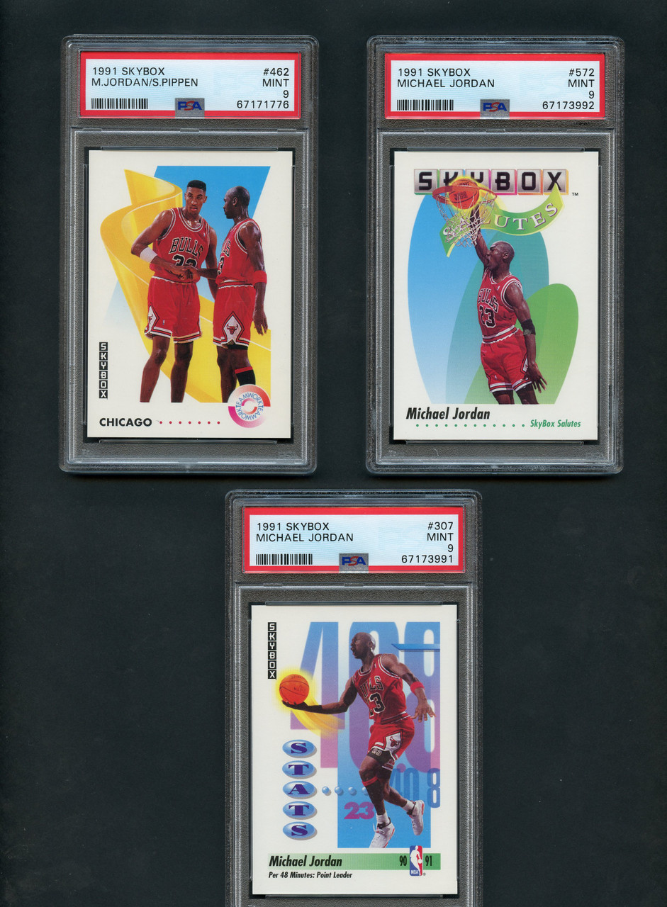 1991 SKYBOX MICHAEL JORDAN 6-CARD PSA 9 MINT LOT - Cardboard
