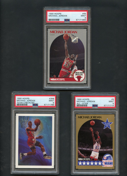 1990 HOOPS MICHAEL JORDAN PSA 9 MINT-6-CARDS 