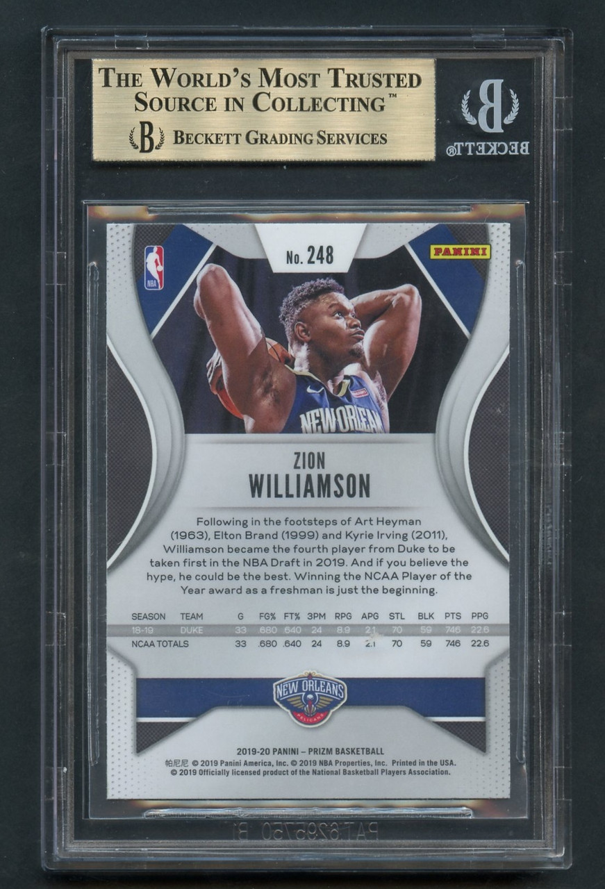 2019 PRIZM ZION WILLIAMSON #248 RC ROOKIE BGS 10 PRISTINE