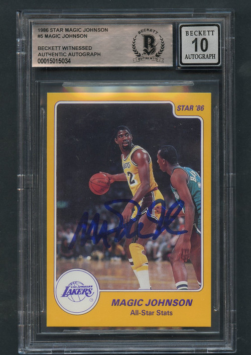 1986 STAR MAGIC JOHNSON #5 AUTO BGS 10 GEM MINT