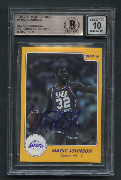 1986 STAR MAGIC JOHNSON #7 AUTO BGS 10 GEM MINT
