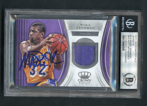 2018 CROWN ROYALE JERSEYS MAGIC JOHNSON #19 PATCH BGS 10 AUTO GRADE