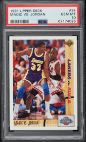 1991 Upper Deck Basketball Magic Johnson Vs. Michael Jordan #34 PSA 10 GEM MINT