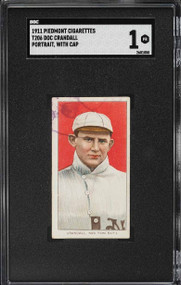 1909-11 T206 Piedmont Doc Crandall PORTRAIT, WITH CAP SGC 1 PR