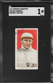 1909-11 T206 Piedmont Doc Crandall PORTRAIT, WITH CAP SGC 1 PR
