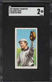 1909-11 T206 Piedmont Harry Davis H. DAVIS ON FRONT SGC 2 GD-Centered