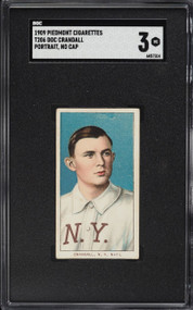 1909-11 T206 Piedmont Doc Crandall PORTRAIT, NO CAP SGC 3 VG