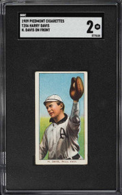 1909-11 T206 Piedmont 150 Harry Davis H. DAVIS ON FRONT SGC 2 GD