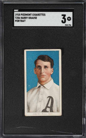 1909-11 T206 Piedmont Harry Krause PORTRAIT SGC 3 VG
