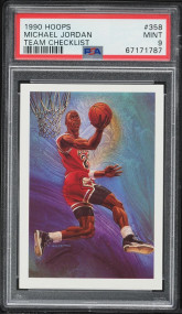 1990 Hoops #358 Michael Jordan Team Checklist PSA 9