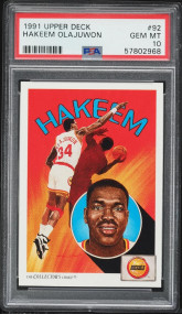 1991 UPPER DECK #92 HAKEEM OLAJUWON ROCKETS CHECKLIST PSA 10 GEM MINT
