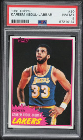 1981 Topps Basketball Kareem Abdul-Jabbar #20 PSA 8 NM-MT