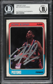 1988 Fleer Basketball Dennis Rodman ROOKIE AUTO #43 BAS BGS AUTH