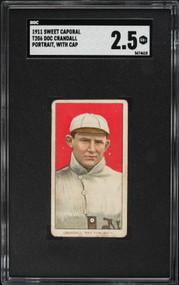 1909-11 T206 Sweet Caporal Doc Crandall PORTRAIT, WITH CAP SGC 2.5 GD+