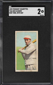 1909-11 T206 Piedmont Red Kleinow NEW YORK, WITH BAT SGC 2 GD