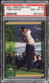 2001 Upper Deck Golf Tiger Woods ROOKIE #124 PSA 10 GEM MINT
