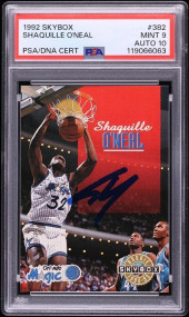 1992 Skybox Shaquille O'Neal RC ROOKIE DNA 10 Auto #382 PSA 9 MINT