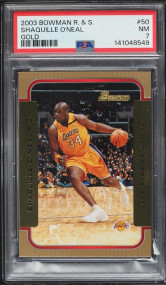 2003 Bowman Rookies & Stars Gold Shaquille O'Neal #50 PSA 7 NRMT-POP 3-1 HIGHER