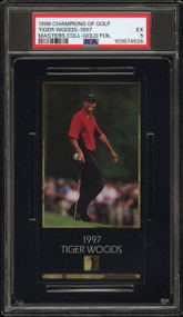 1998 CHAMPIONS OF GOLF MASTERS COLLECTION GOLD FOIL TIGER WOODS RC ROOKIE PSA 5