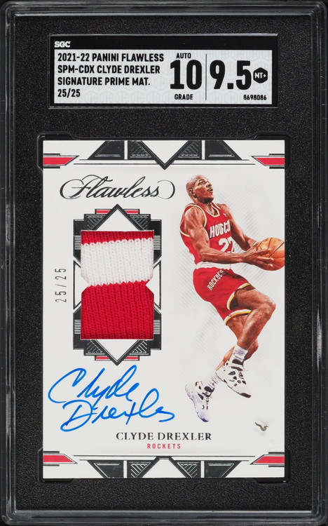 2021 Panini Flawless Prime Clyde Drexler PATCH AUTO 25/25 #SPM-CDX SGC 9.5 MINT+