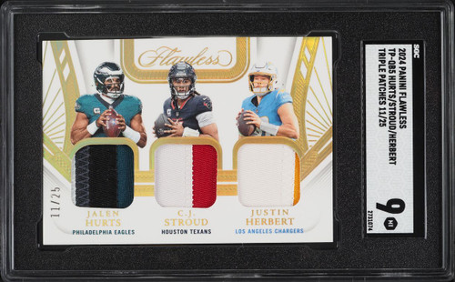 2024 Panini Flawless Triple Hurts Stroud Herbert PATCH /25 #TP-QB5 SGC 9 MINT
