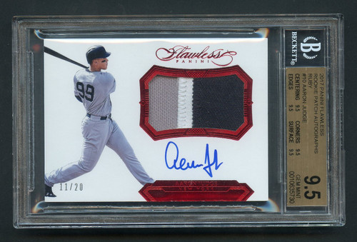 2017 Panini Flawless Aaron Judge Rookie Patch Autographs 3-Color Ruby BGS 9.5 Gem Mint 