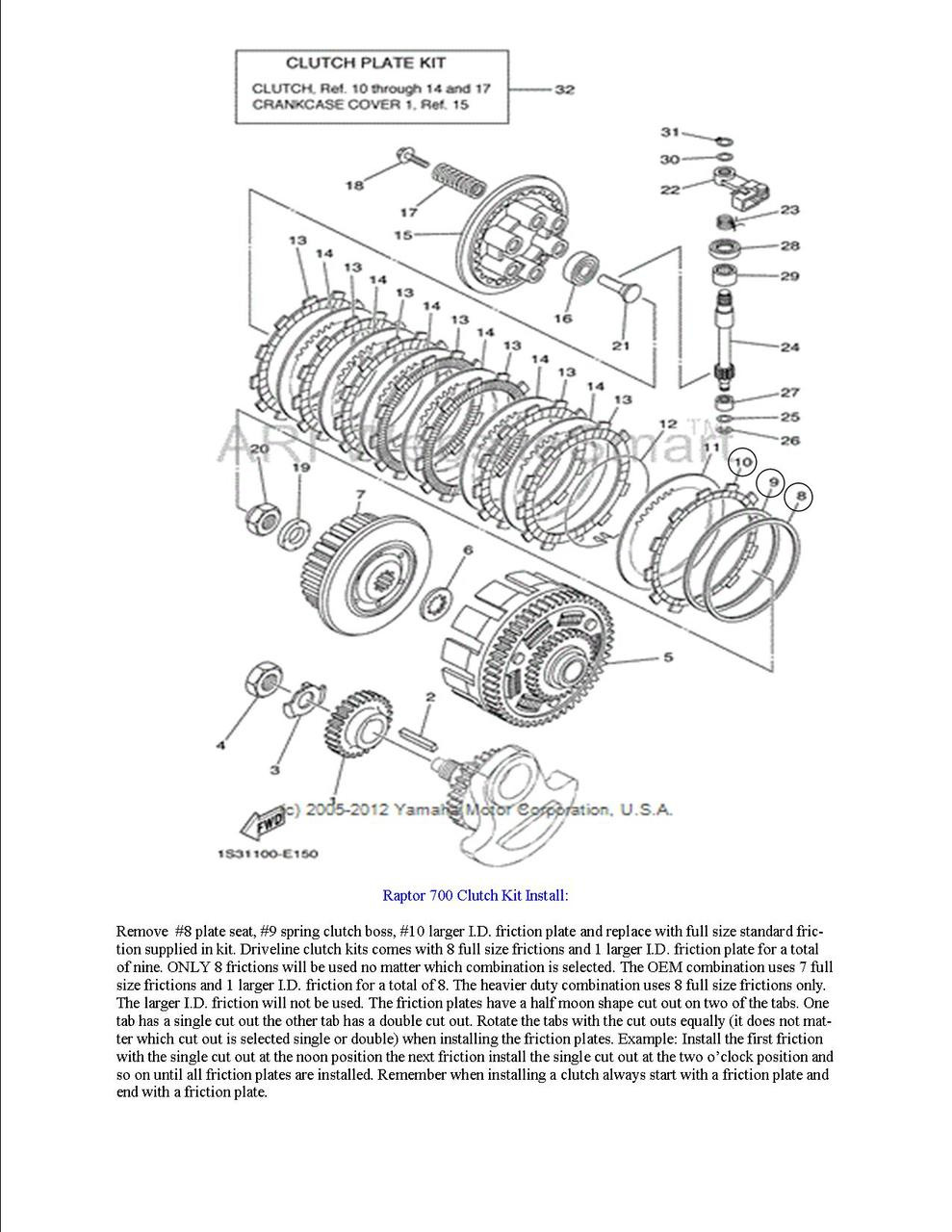 Yamaha Raptor 700 Heavy Duty Clutch Kit Driveline Performance Racing Inc