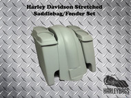 4" Stretched Double Speaker Saddlebags & Fender - Dual Cut Outs - Softail Harley