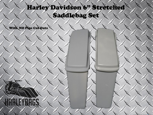 6" Extended Stretched Saddlebags w/Lids - No Cut Outs - Harley Softail & Touring 