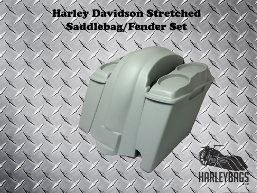 Harley 2-in-1 Softail 6" Stretched Saddlebags Double 6.5" Speaker Lids & Fender